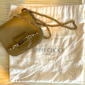 Jimmy Choo Shadow Taupe Soft Leather Crossbody Was $850 - 100% Authentic